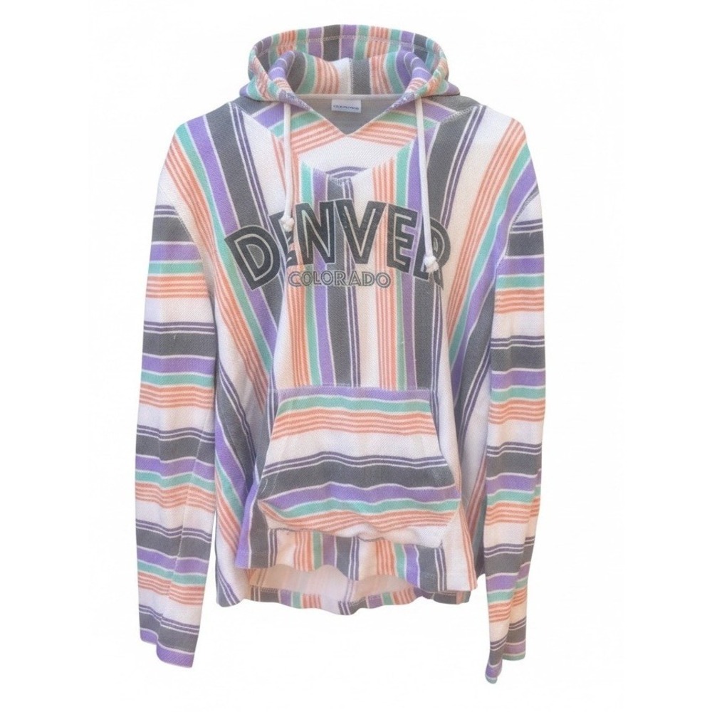 Long Rock Womens Denver Colorado Graphic Boho Hippie Chic Baja Hoodie M